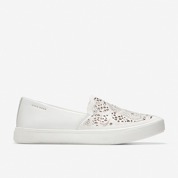 Cole Haan GrandPrø Spectator Laser White Leather Sneaker Low-Top Pull On Flats 9 - Picture 2 of 15